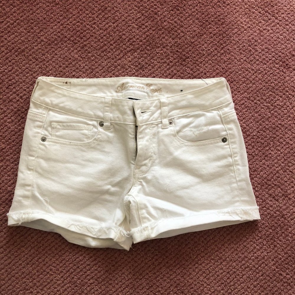 American Eagle White Jean Shorts